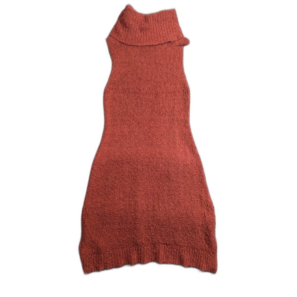 Guess Sweater Dress Womens M Rust Red Turtleneck Sleeveless Knit